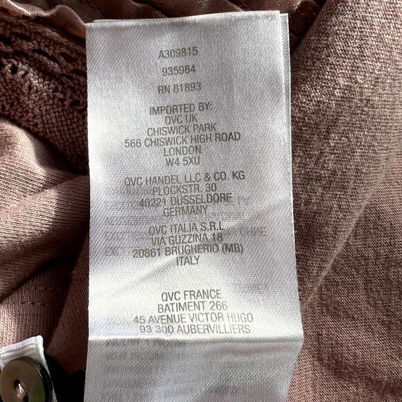 LOGO by Lori Goldstein Cotton Modal Top with Swiss Dot Details Mauve Womens Med - Picture 13 of 13